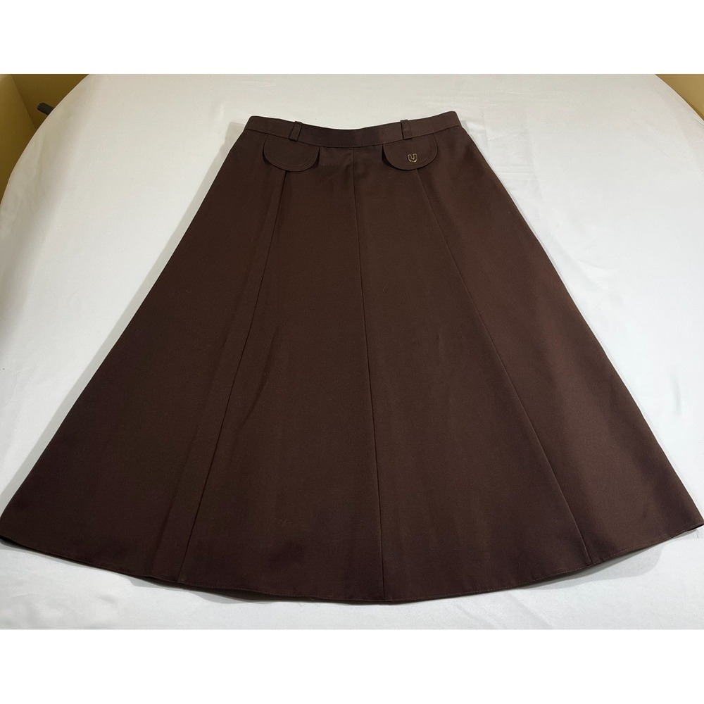 St Michael Vintage Midi Skirt 8/10 Brown A-Line Dark Academia Made in W. Germany